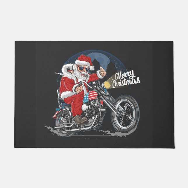Frohe Weihnachtsbiker Santa Doormat Fußmatte (Vorderseite)