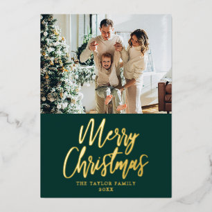 Frohe Weihnachtsbilder Grün Moderne Gold Foil Folien Feiertagskarte