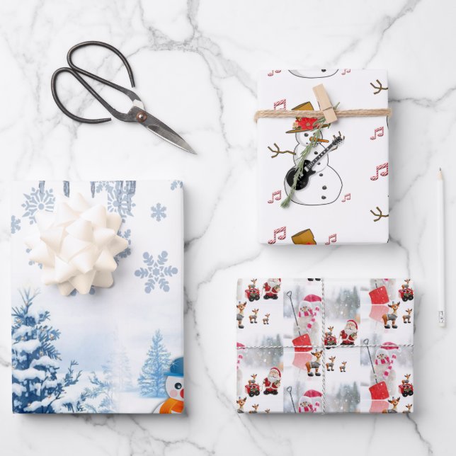 Frohe Weihnachtsblätter Wrapping Paper Geschenkpapier Set (Vorderseite)
