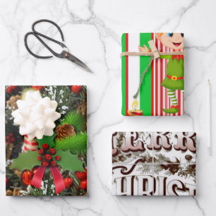 Frohe Weihnachtsblätter Wrapping Paper Geschenkpapier Set