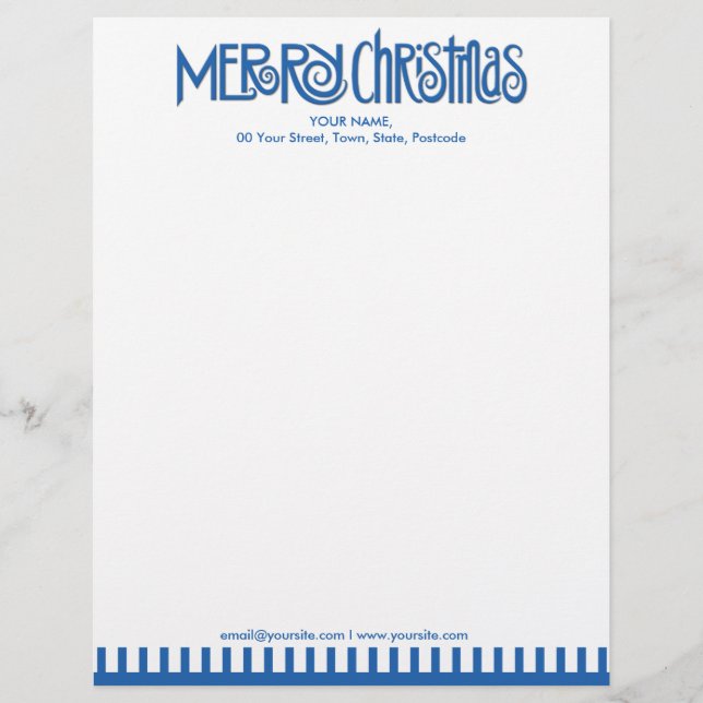 Frohe Weihnachtsblauer Letterhead Briefkopf (Vorderseite)