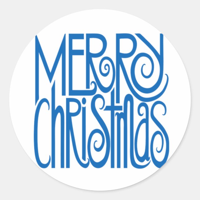 Frohe Weihnachtsblauer Sticker (Vorderseite)