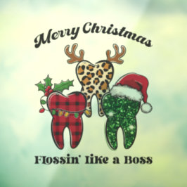 Frohe Weihnachtsblüte wie ein Boss Fensteraufkleber