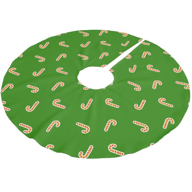 Frohe Weihnachtsbonbons grün Polyester Weihnachtsbaumdecke (Schrägansicht)