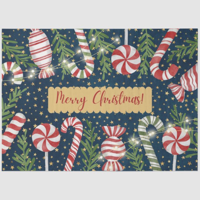 Frohe Weihnachtsbonbons und Candy Canes Seidenpapier (Vorderseite)