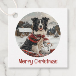 Frohe Weihnachtsborder Collie Dog Snowman Geschenkanhänger