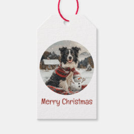 Frohe Weihnachtsborder Collie Dog Snowman Geschenkanhänger