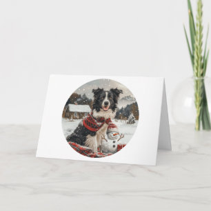 Frohe Weihnachtsborder Collie Dog Snowman Karte