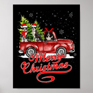 Frohe Weihnachtsborder Collie Dogs Santa Reindeer Poster