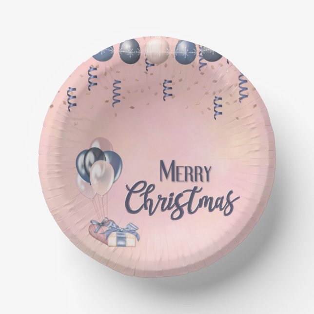 Frohe Weihnachtsbotschaften Baubles, Geschenke & B Pappteller (Vorderseite)