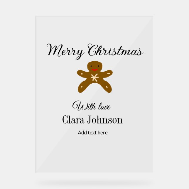Frohe Weihnachtsbraun-Kekse fügen Namen mit Liebe  Acrylschild (Vorderseite)