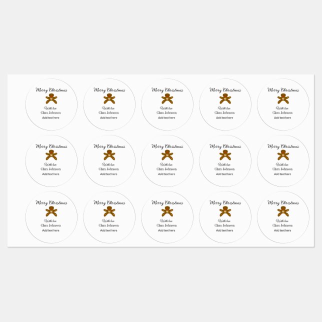 Frohe Weihnachtsbraun-Kekse fügen Namen mit Liebe  Etiketten (Blatt)