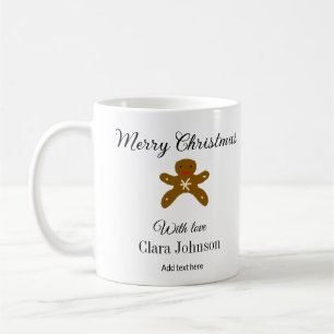 Frohe Weihnachtsbraun-Kekse fügen Namen mit Liebe Kaffeetasse