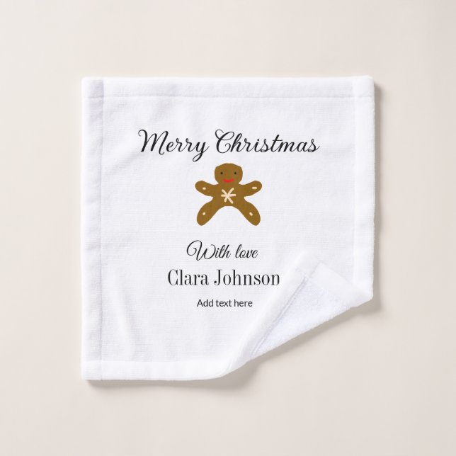 Frohe Weihnachtsbraun-Kekse fügen Namen mit Liebe  Waschlappen (Waschlappen)