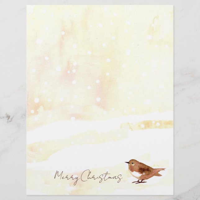 Frohe Weihnachtsbrief Sparrow Snow Bird Briefbogen (Vorderseite)