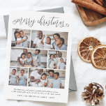 Frohe Weihnachtsbriefe 6 Foto Collage Urlaub Feiertagskarte<br><div class="desc">Feiern Sie die Saison mit dieser modernen und stilvollen Multi-Foto-Urlaubskarte von Cali Graphics! Dieses schlichte Design zeichnet sich durch "fröhliche Weihnachten" in elegantem Schriftzeichen mit Wirblen Schnörkeln auf den ersten und letzten Buchstaben aus. Unten, in der Mitte der Karte, gibt es eine Collage aus Foto, die 6 Ihrer Lieblings-Fotos aus...</div>
