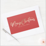 Frohe Weihnachtsbriefe Gold Foil Red Christmas Rechteckiger Aufkleber<br><div class="desc">Roter frohe Weihnachtsbriefe Gold Foil Weihnachtsnachtskleber</div>