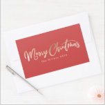 Frohe Weihnachtsbriefe Gold Foil Red Christmas Rechteckiger Aufkleber<br><div class="desc">Roter frohe Weihnachtsbriefe Gold Foil Weihnachtsnachtskleber</div>