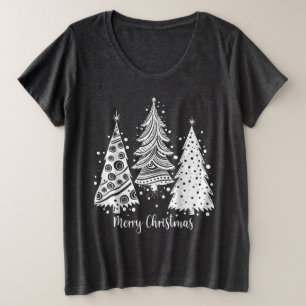 Frohe Weihnachtsbriefe mit Weihnachtsbäumen Große Größe T-Shirt