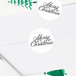 Frohe Weihnachtsbriefe Schwarz und Weiß Runder Aufkleber