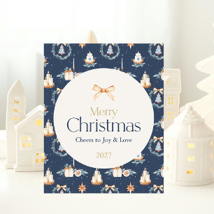 Frohe Weihnachtsbrille mit Watercolor Gold Bow Poster