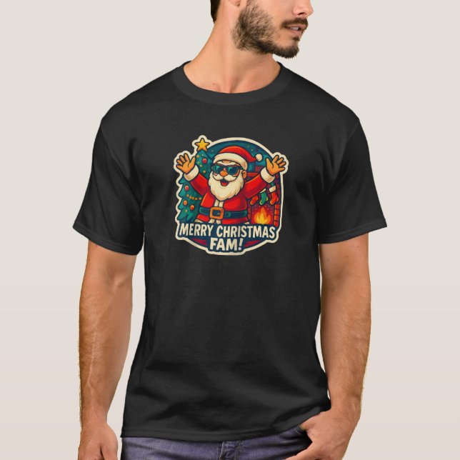 Frohe Weihnachtsbrunnen Familienessen Ansammlung F T-Shirt (Vorderseite)