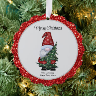 Frohe Weihnachtsbrunnen mit Weihnachtsbaum im Glit Ornament Karte