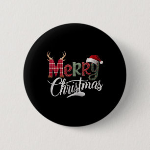 Frohe Weihnachtsbüffel Schwarz und Weiß Kariert fü Button
