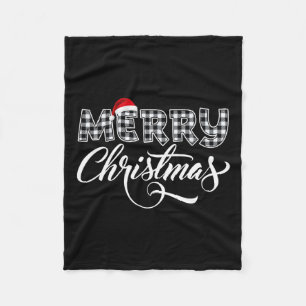 Frohe Weihnachtsbüffel Schwarz und Weiß Kariert fü Fleecedecke