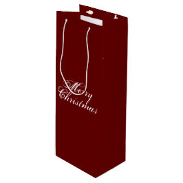 Frohe Weihnachtsburgund-Maroon-elegantes Drehbuch Geschenktüte Für Weinflaschen