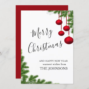 Frohe Weihnachtsburgund Winterkiefernzapfen Feiertagskarte