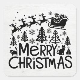 Frohe Weihnachtsclipart Quadratischer Aufkleber
