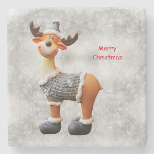 Frohe Weihnachtscreme mit einem Hut Beverage Co Steinuntersetzer