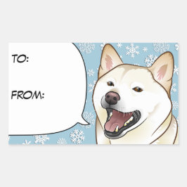 Frohe Weihnachtscreme Shiba Inu Geschenkmarke Rechteckiger Aufkleber