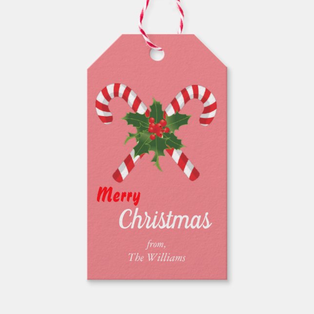 Frohe Weihnachtscreme, süß rot, weiß - rosa Geschenkanhänger (Vorderseite)