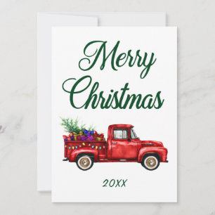 Frohe Weihnachtsdatum Klassischer roter LKW Tree G Feiertagskarte