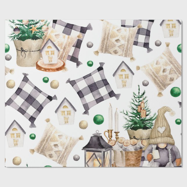 Frohe Weihnachtsdekoration Gnome Geschenkpapier (Flach)