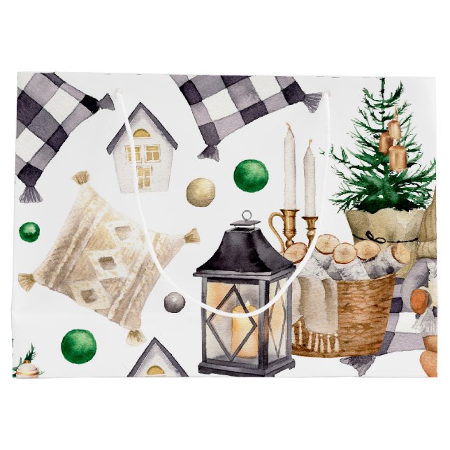 Frohe Weihnachtsdekoration Gnome Große Geschenktüte (Rückseite)