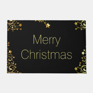 Frohe Weihnachtsdekoration Gold Stars Typografie Fußmatte