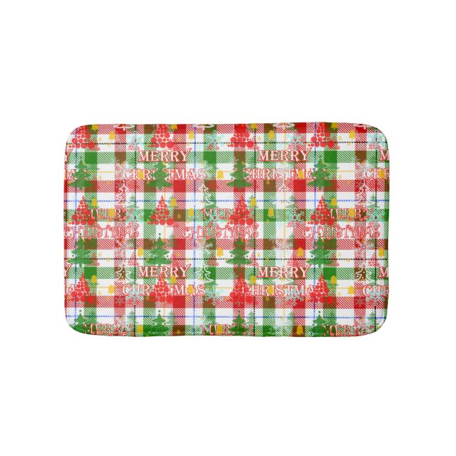 Frohe Weihnachtsdekoration Kariert Tartan Badematte (Vorderseite)