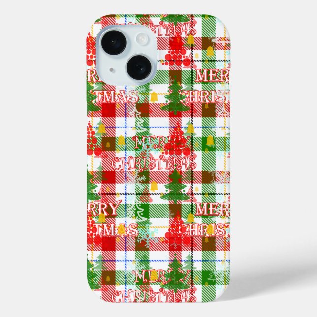 Frohe Weihnachtsdekoration Kariert Tartan Case-Mate iPhone Hülle (Rückseite)
