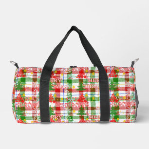 Frohe Weihnachtsdekoration Kariert Tartan Duffle Bag