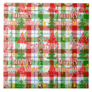 Frohe Weihnachtsdekoration Kariert Tartan Fliese