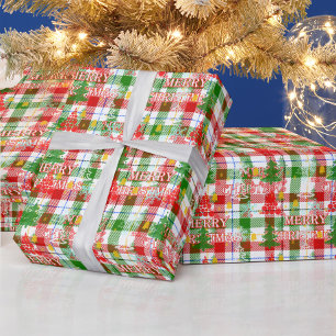 Frohe Weihnachtsdekoration Kariert Tartan Geschenkpapier