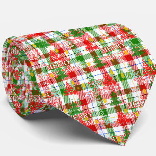 Frohe Weihnachtsdekoration Kariert Tartan Krawatte