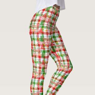 Frohe Weihnachtsdekoration Kariert Tartan Leggings