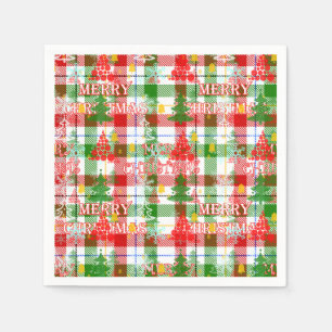 Frohe Weihnachtsdekoration Kariert Tartan Serviette