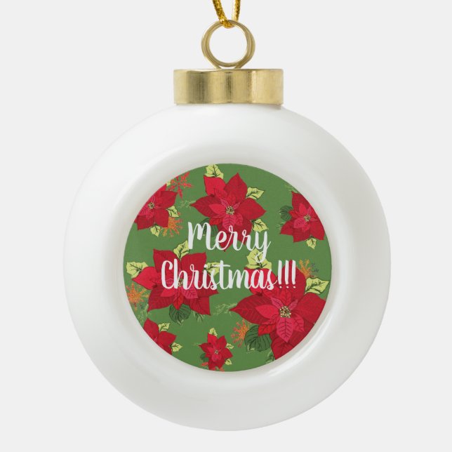 Frohe Weihnachtsdekoration Keramik Kugel-Ornament (Vorderseite)