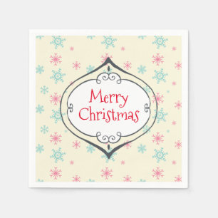 Frohe Weihnachtsdekoration Rosa & Blau Schneeflock Serviette