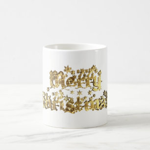 Frohe Weihnachtsdekoration Stars Typografie Gold Tasse